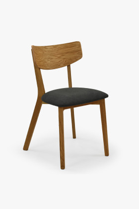 Dubová stolička s tmavosivým čalúnením